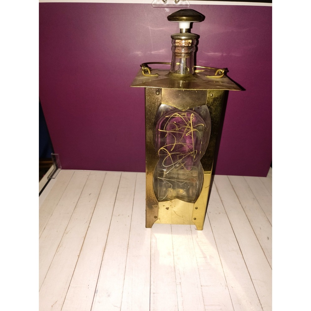 Vintage Decanter Bottle with Music Box Plays How Dry I Am Collectible Brass